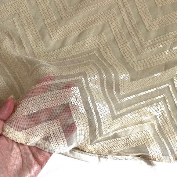 New York & Company Cream Tan Sequin Chevron Design Tank Top, Size Small - Picture 7 of 12
